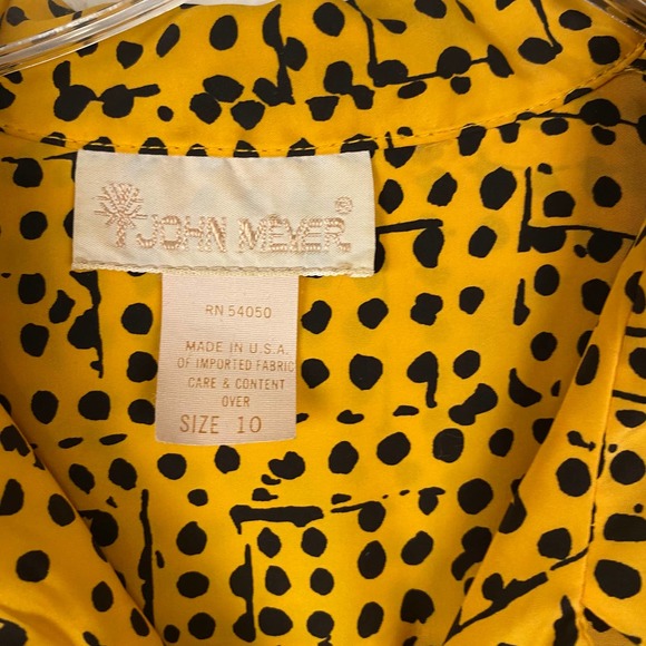 VTG John Meyer Yellow Dotted Button Blouse , 10 - Picture 3 of 4